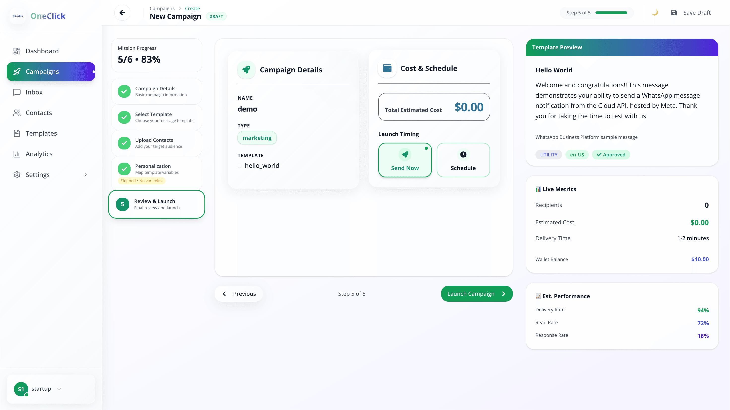 Review & launch